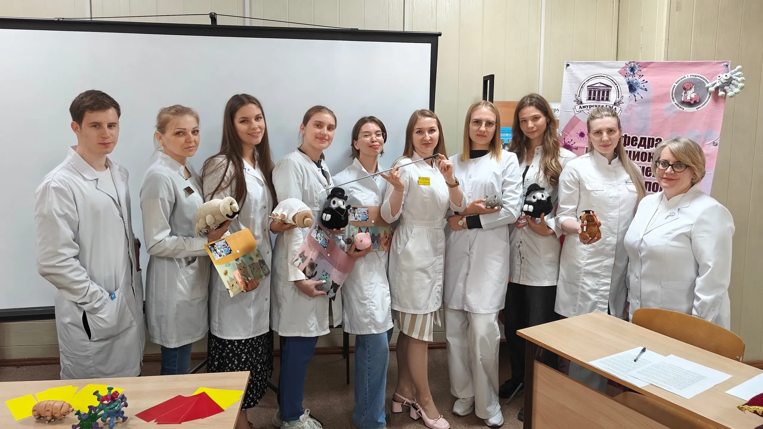 Sixth-year pediatrics students participating in an infectious diseases olympiad at Amur State Medical Academy